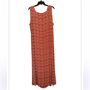 Sleeveless Red Patterned Dress size 18W Maxi
